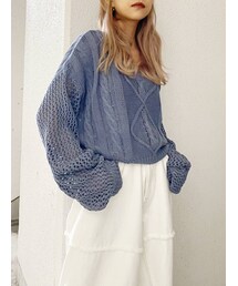 GYDA | メッシュブリーチショートニット TOPS(ニット/セーター)