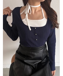 MERCURYDUO | マルチウェイリボン レイヤードライクニット(ニット/セーター)