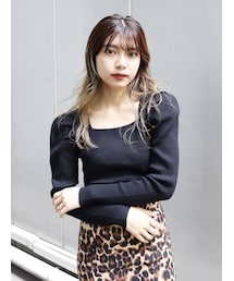 MURUA | スクエアネックパフショルダーニット(ニット/セーター)