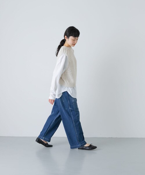 かぐれ（カグレ）の「2WAY綿麻ニットベスト（ベスト・レディース・IVORY/INK BLACK・Free）」の11枚目の写真