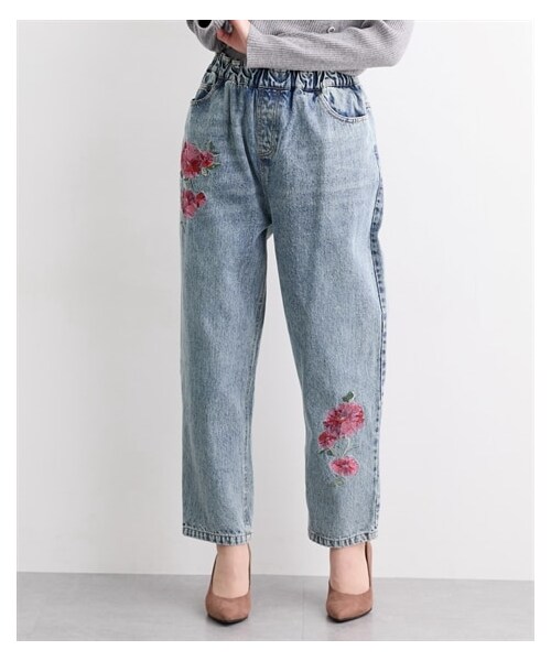 nissen（ニッセン）の「花刺しゅうデニム【Hana服】（パンツ・レディース・ネイビー/ブラック・S/M/L/LL）」の9枚目の写真