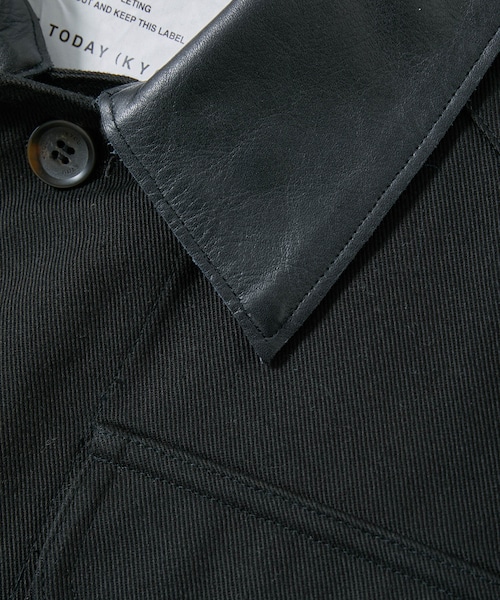 ADAM ET ROPE'（アダムエロペ）の「【KYOU】 NARCOLEPSY Homage Cotton Twill x Leather Jacket（カバーオール・メンズ・ブラック・1/2）」の13枚目の写真