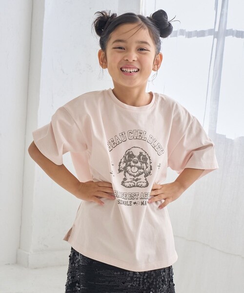 ROPE' PICNIC（ロペピクニック）の「【KIDS】DOGプリントトップス（Tシャツ/カットソー・キッズ・オフホワイト/サックス/ピンク・L/M/S）」の10枚目の写真