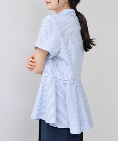 VIS(ビス)の「ペプラム切替キャップスリーブシャツ(シャツ/ブラウス・レディース・ネイビー/サックス/ピンク・F)」の9枚目の写真
