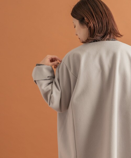 URBAN RESEARCH Sonny Label（アーバンリサーチサニーレーベル）の「ニットメルトンミドルコート（ノーカラージャケット・レディース・GRAY/NAVY/ECRU・FREE）」の21枚目の写真