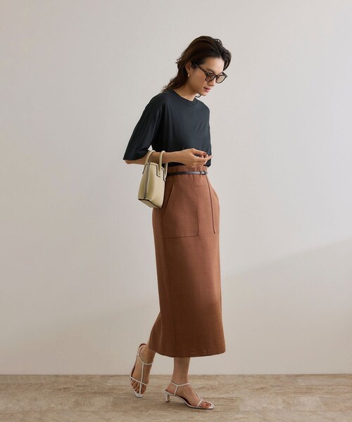 ROPE'（ロペ）の「【洗える】グレイス天竺 5分袖Tシャツ（Tシャツ/カットソー・レディース・ブラック/ホワイト/ブルー・F）」の9枚目の写真