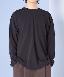 nissen | オーバーサイズ梨地カットジャガード長袖Tシャツ【大きいサイズ有】　吸汗速乾・UVカット(Tシャツ/カットソー)