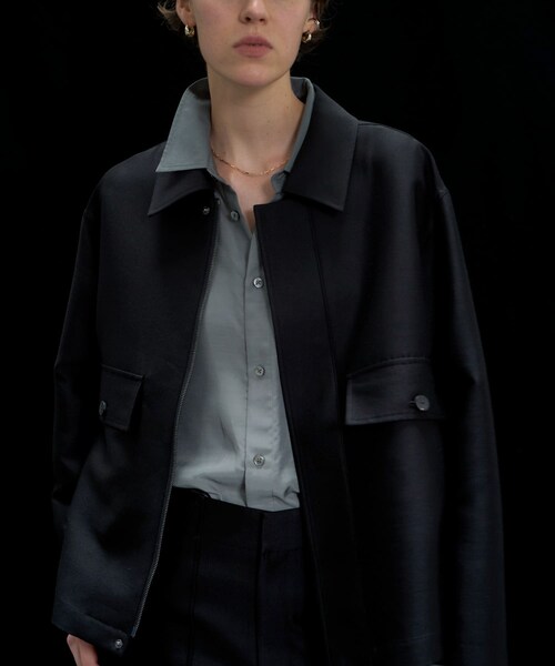 URBAN RESEARCH（アーバンリサーチ）の「new basic　WOOL SILK BOX JACKET（テーラードジャケット・レディース・BLACK・FREE）」の4枚目の写真