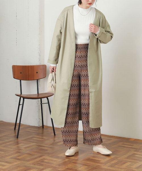 SENSE OF PLACE by URBAN RESEARCH（センスオブプレイスバイアーバンリサーチ）の「ガウンアウター（ノーカラージャケット・レディース・L.OLIVE/GREIGE・one）」の3枚目の写真