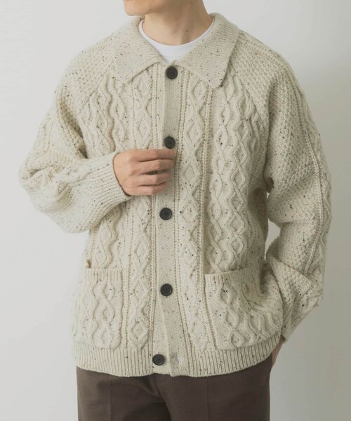 ITEMS URBANRESEARCH（アイテムズ アーバンリサーチ）の「ウール混 フィッシャーマンカーディガン（カーディガン/ボレロ・メンズ・WHT/NVY/BLK・M/L）」の9枚目の写真