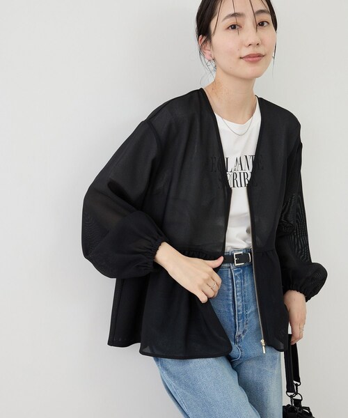 ROPE' PICNIC(ロペピクニック)の「メッシュペプラムブルゾン(ブルゾン・レディース・ブラック/ホワイト/ベージュ系/ネイビー・F)」の12枚目の写真