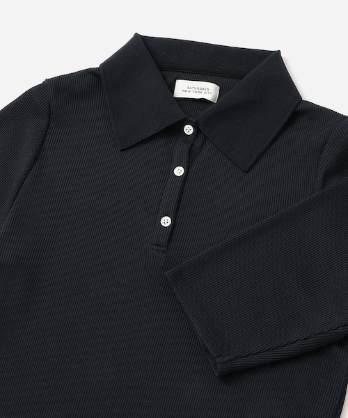 Saturdays NYC(サタデーズ ニューヨークシティ )の「Devin Rib Poloshirt(ポロシャツ・レディース・ブラック/オフホワイト/イエロー・L/M/S)」の22枚目の写真