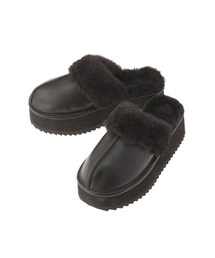 EVRIS | プラットフォームフェイクムートンスリッパ(スリッポン)