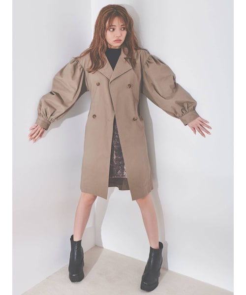 dazzlin（ダズリン）の「コクーンショトトレンチコート（トレンチコート・レディース・グレー/ベージュ/モカ・F）」の21枚目の写真