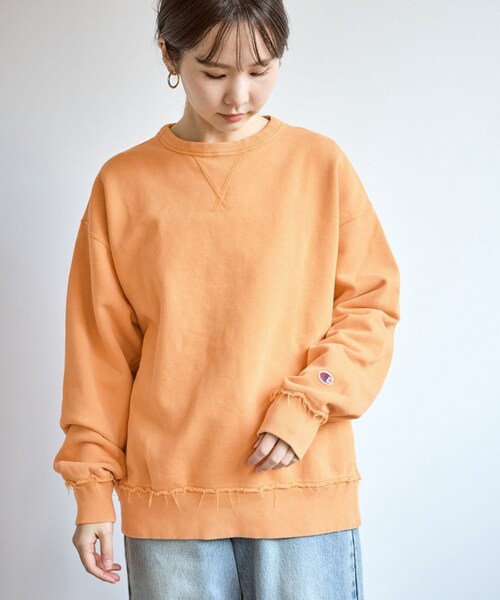 ROPE' PICNIC（ロペピクニック）の「【Champion/チャンピオン】ピグメント裏毛クルーネックスウェット（スウェット・レディース・ブラック/サックス/ワイン/オレンジ・F）」の8枚目の写真