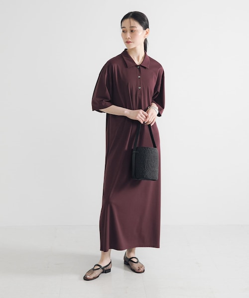 URBAN RESEARCH（アーバンリサーチ）の「レーヨンナイロンシャツカラーワンピース（ワンピース・レディース・BORDEAUX/NAVY・FREE）」の21枚目の写真