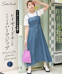 nissen | ＜大きいサイズ＞フロントジップデニムキャミワンピース(ワンピース)