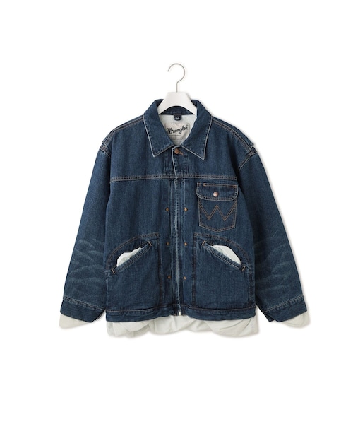 ADAM ET ROPE'(アダムエロペ)の「【PILLINGS x WRANGLER】DENIM JACKET(デニムジャケット・レディース・ブルー・M/S)」の1枚目の写真