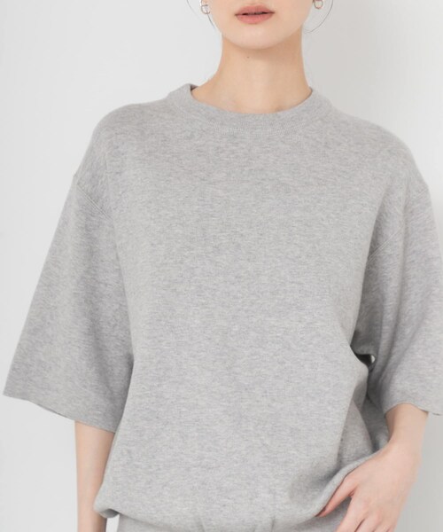URBAN RESEARCH(アーバンリサーチ)の「コットンカシミヤハーフスリーブニット(ニット/セーター・レディース・OFF WHITE/GRAY/DRK NAVY・Free)」の14枚目の写真