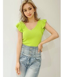 GYDA | フリルノースリーブニット TOPS(ニット/セーター)