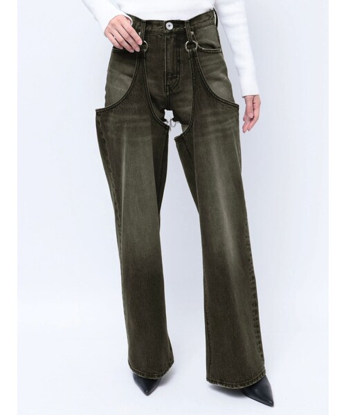 GYDA（ジェイダ）の「ハイウエストレイヤードデザイン2WAYデニムパンツ（デニムパンツ・レディース・アイスブルー/インディゴ/ブラック・XS/S/M）」の6枚目の写真