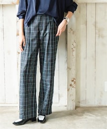 Maison INNESS | ミニマルチェックワイドストレートパンツ<大きいサイズ有>(その他パンツ)
