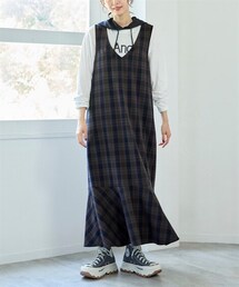 nissen | 大きいサイズ 両面起毛マーメイドジャンパースカート【メルティストレッチ】(ワンピース)