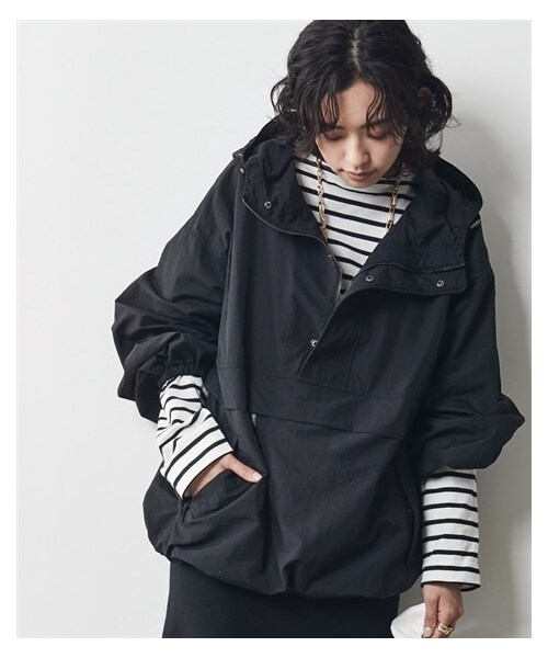 nissen（ニッセン）の「大きいサイズ アノラックパーカー シックスタイル（ジャケット/アウター・レディース・パープル/黒/オフホワイト・L/LL/3L/4L/5L/6L/8L/10L）」の5枚目の写真