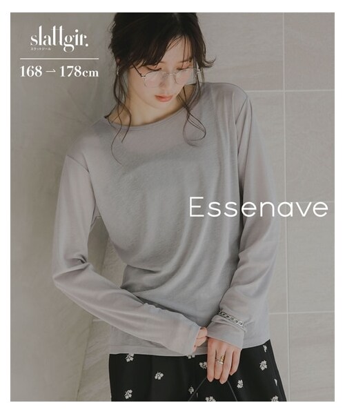 nissen（ニッセン）の「高身長　スラブシアートップス（トールサイズ）Essenave（Tシャツ/カットソー・レディース・オフホワイト/黒/ライトグレー/モカ・MTT/LTT/LLTT/3LTT/4LTT/5LTT）」の15枚目の写真