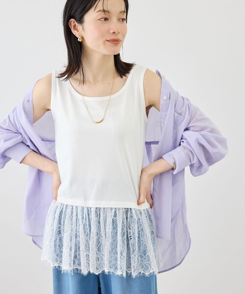 ROPE' PICNIC(ロペピクニック)の「レースドッキングタンク/着丈が選べる(タンクトップ・レディース・ホワイト・M/MT)」の21枚目の写真