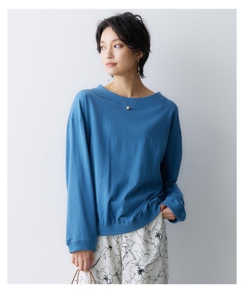 nissen（ニッセン）の「ＵＳＡコットン ゆるシルエットプルオーバー（毛玉防止・UVカット）＜大きいサイズ有＞（Tシャツ/カットソー・レディース・黒/ピンク/オフホワイト/青/ホワイト×黒ボーダー/グレイッシュブルー・L~LL相当/3L~4L相当/5L~6L相当/8L相当/10L相当）」の13枚目の写真