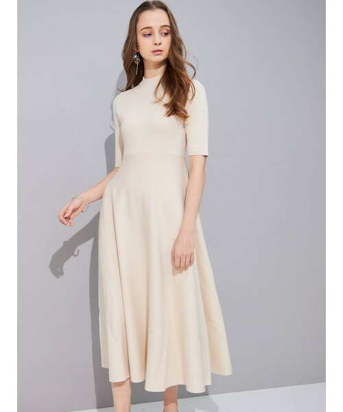 MERCURYDUO（マーキュリーデュオ）の「ハイツイストスタンドカラーニットワンピース（ワンピース・レディース・ラベンダー/ブラック/アイボリー・S/M）」の3枚目の写真