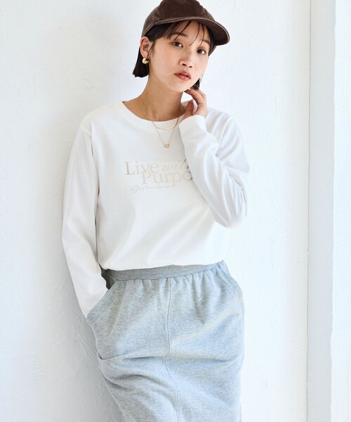 VIS（ビス）の「フォト＆ロゴアソートロングスリーブTシャツ（Tシャツ/カットソー・レディース・チャコール/ホワイト/ホワイト系/キナリ・F）」の22枚目の写真