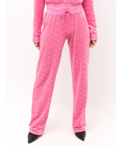 GYDA（ジェイダ）の「GYDA×Juicy Couture GG JC Emboss Big Bling Velour Track Pants（スウェットパンツ・レディース・ブラック/ピンク/ミントグリーン・F）」の5枚目の写真