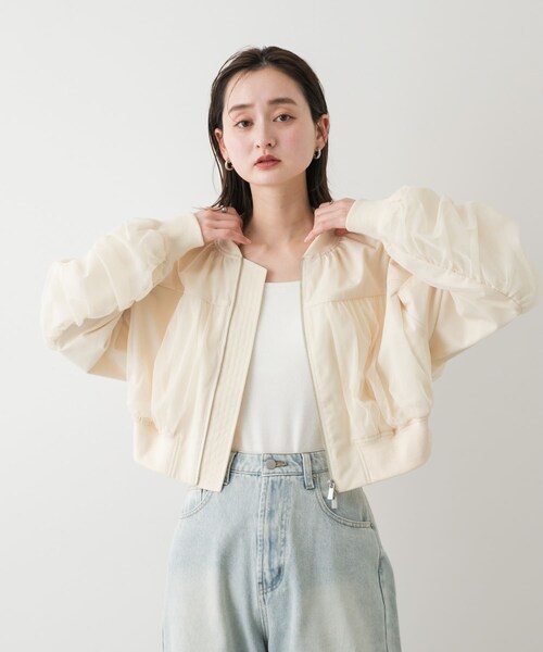 SENSE OF PLACE by URBAN RESEARCH(センスオブプレイスバイアーバンリサーチ)の「チュールレイヤードブルゾン(ブルゾン・レディース・IVORY/BLACK/L.BLUE・one)」の8枚目の写真