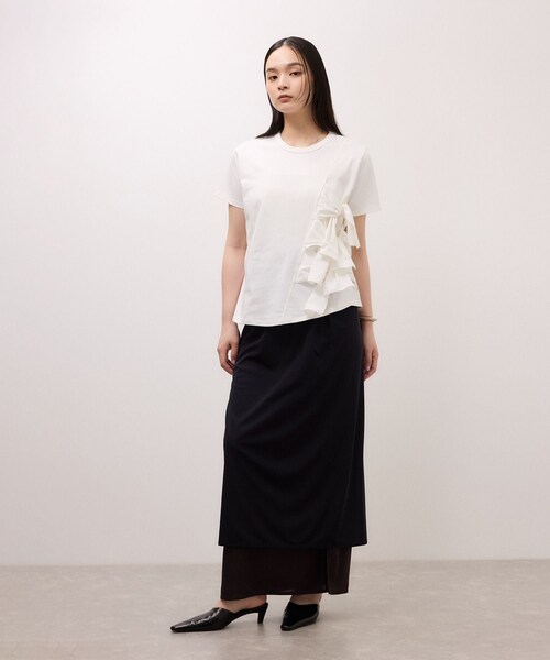 ADAM ET ROPE'(アダムエロペ)の「【サステナブル】リボンプルオーバー/接触冷感/UVカット/吸水速乾(Tシャツ/カットソー・レディース・ホワイト/ダークブラウン/サックス・F)」の11枚目の写真