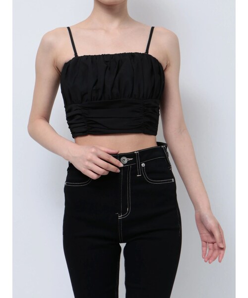 GYDA（ジェイダ）の「ギャザーショートブラウス（シャツ/ブラウス・レディース・オフホワイト/ブラック・F）」の3枚目の写真