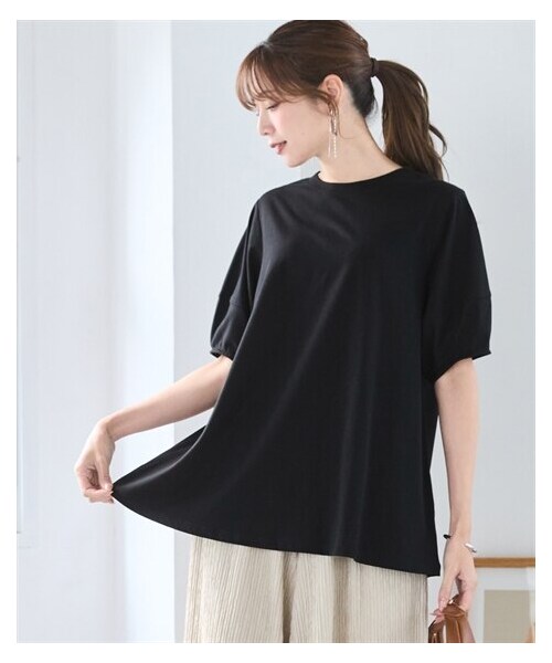 nissen（ニッセン）の「＜大きいサイズ＞【汗染みしにくい】ランタンスリーブチュニック（チュニック・レディース・オリーブグリーン/グレイッシュピンク/黒・L/LL/3L/4L/5L/6L/8L/10L）」の8枚目の写真