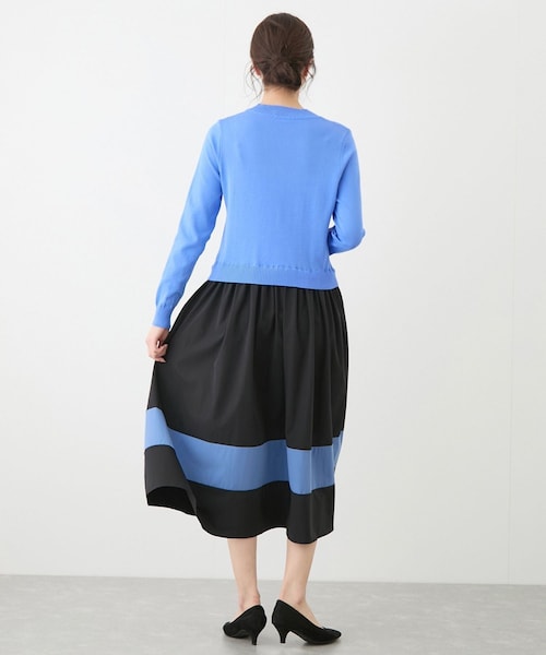 Jayro（ジャイロ）の「ニットドッキング配色ワンピース（ワンピース・レディース・ブラック/ベージュ/ブルー系・F）」の17枚目の写真