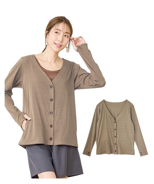 nissen（ニッセン）の「水陸両用カーディガン風リブ素材ラッシュガード（ラッシュガード・メンズ・ベージュ/ブラック・M/L/LL/3L/4L/5L/6L/8L/10L）」の16枚目の写真