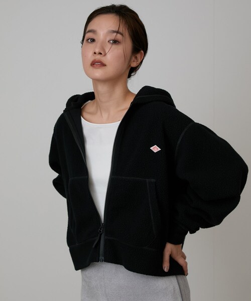 NERGY(ナージー)の「DANTON #DT-C0363 POL_ZIP PARKA(パーカー・レディース・ブラック/キナリ・M)」の3枚目の写真