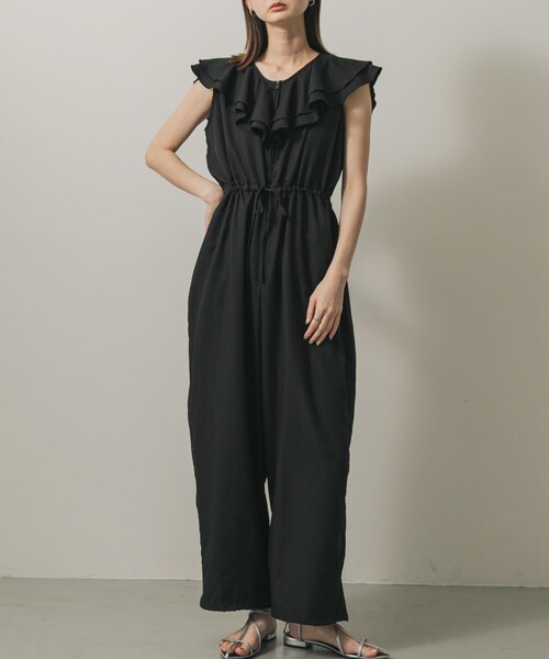 SENSE OF PLACE by URBAN RESEARCH（センスオブプレイスバイアーバンリサーチ）の「フリルオールインワン（サロペット/オーバーオール・レディース・Y.BEG/NAVY/BLACK・S/M）」の4枚目の写真