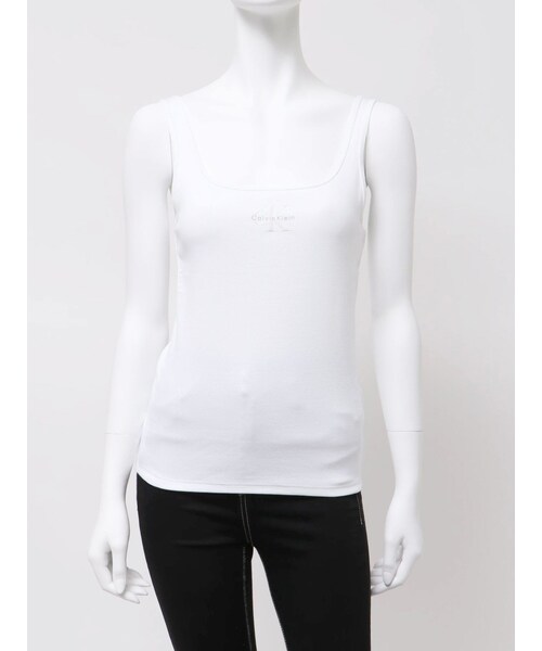 GYDA（ジェイダ）の「Calvin Klein MONOLOGO SCOOP NK（タンクトップ・レディース・オフホワイト/ブラック・S/F）」の2枚目の写真