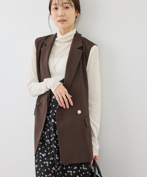 ROPE' PICNIC(ロペピクニック)の「カナパ スリーブレスジレ/セットアップ対応・UV・抗菌防臭・接触冷感(ベスト・レディース・グレー/ダークブラウン/ベージュ/ネイビー・F)」の21枚目の写真