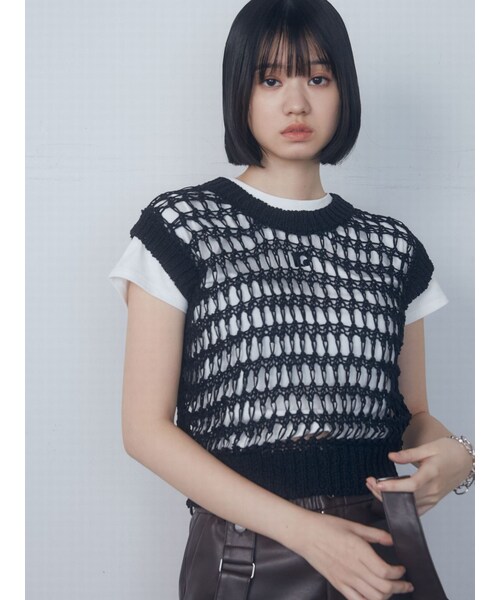 EMODA（エモダ）の「ブレイドメッシュタンクトップ（タンクトップ・レディース・ホワイト/グレー/ブラック/ブルー・F）」の10枚目の写真