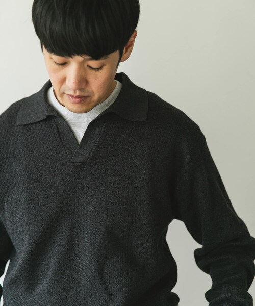 URBAN RESEARCH DOORS(アーバンリサーチドアーズ)の「『一部WEB限定カラー』コットンウール スキッパーニット(ニット/セーター・メンズ・NAVY/CHARCOAL/BROWN・M/L)」の9枚目の写真