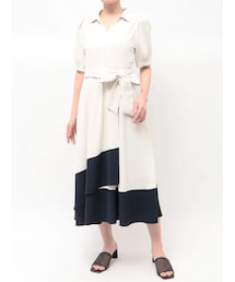 TONAL | バイカラーカシュクールワンピース(ワンピース)