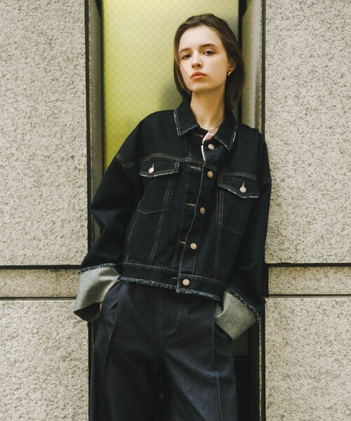 SENSE OF PLACE by URBAN RESEARCH（センスオブプレイスバイアーバンリサーチ）の「ロールアップデニムジャケット（デニムジャケット・レディース・ONE WASH/L.INDIGO・One）」の2枚目の写真