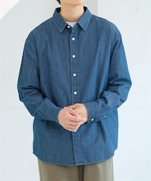 nissen | 綿１００％ライトオンスデニムシャツ【大きいサイズ有】(シャツ/ブラウス)