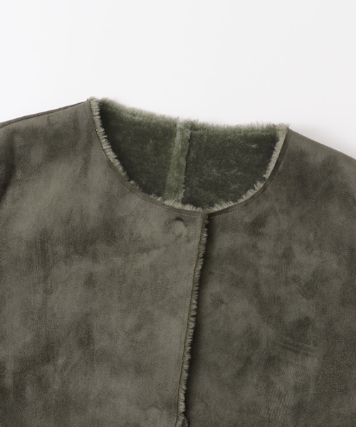 SENSE OF PLACE by URBAN RESEARCH(センスオブプレイスバイアーバンリサーチ)の「ノーカラームートンコート∴(ムートンコート・レディース・NAVY/GREIGE/KHAKI・FREE)」の11枚目の写真